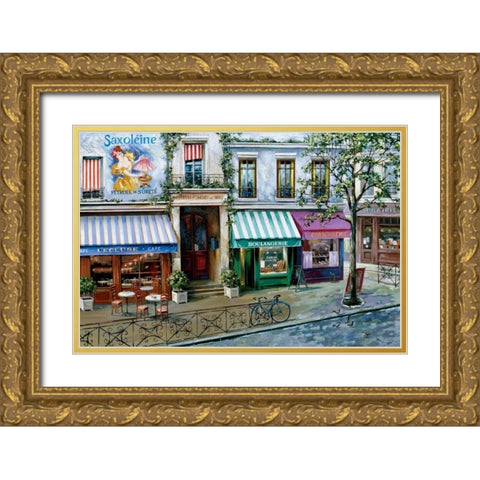 Rue des Maisons Gold Ornate Wood Framed Art Print with Double Matting by St. John, Mark