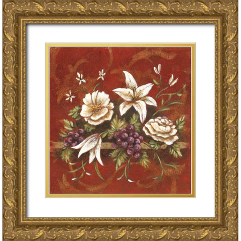 Jaipur Blossoms I Gold Ornate Wood Framed Art Print with Double Matting by DeMarco, Fiona
