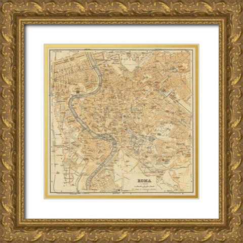 Mapa di Roma 1898 Gold Ornate Wood Framed Art Print with Double Matting by Fiore, Lorenzo