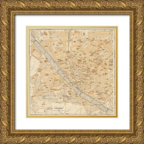 Mapa di Firenze 1896 Gold Ornate Wood Framed Art Print with Double Matting by Fiore, Lorenzo