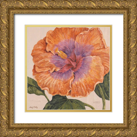 Island Hibiscus II Gold Ornate Wood Framed Art Print with Double Matting by Shelby, Judy