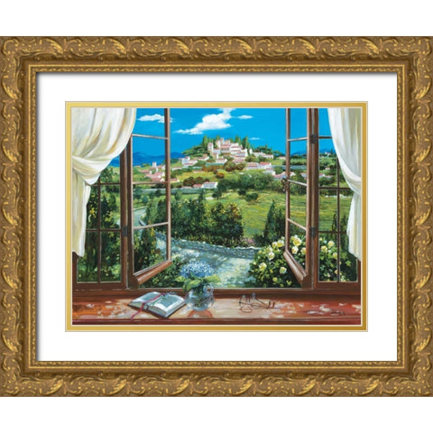 Montecatini View Gold Ornate Wood Framed Art Print with Double Matting by Lorenzo, Dante