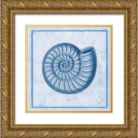 Blue Nautilus A Gold Ornate Wood Framed Art Print with Double Matting by Chilton, Sarah E