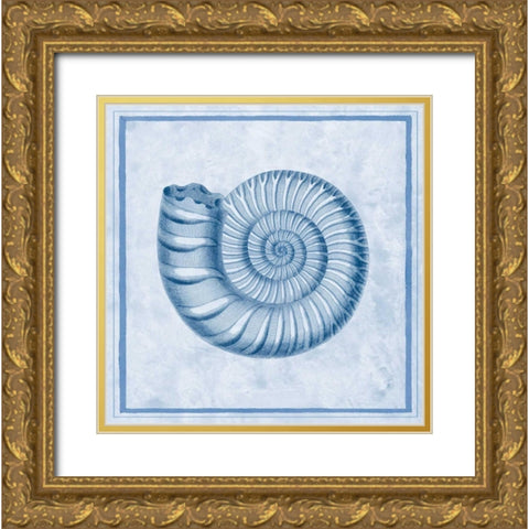 Blue Nautilus B Gold Ornate Wood Framed Art Print with Double Matting by Chilton, Sarah E