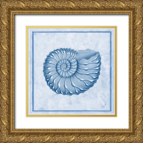Blue Nautilus C Gold Ornate Wood Framed Art Print with Double Matting by Chilton, Sarah E