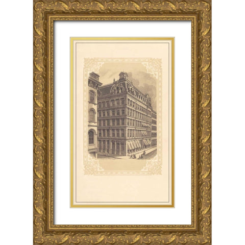 Broadway and Cedar Gold Ornate Wood Framed Art Print with Double Matting by Old New York