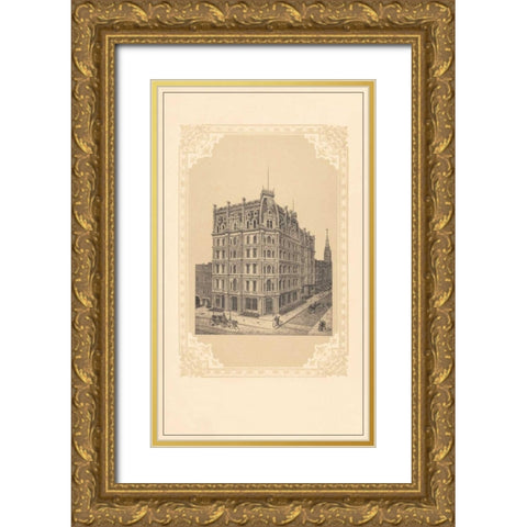 Bond and Broadway Gold Ornate Wood Framed Art Print with Double Matting by Old New York