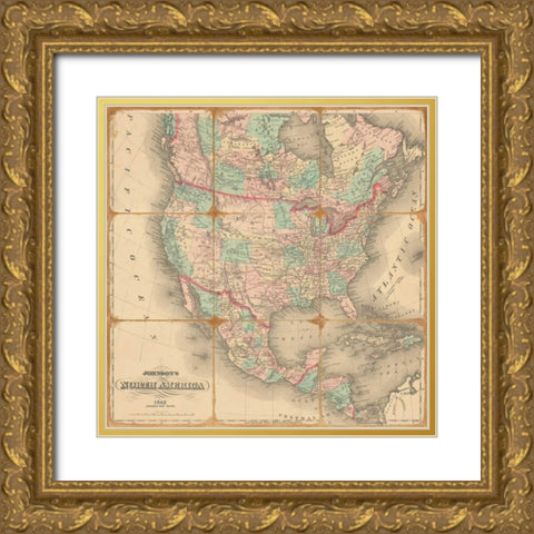 American Republic1842 Gold Ornate Wood Framed Art Print with Double Matting by Johnson, Andrew