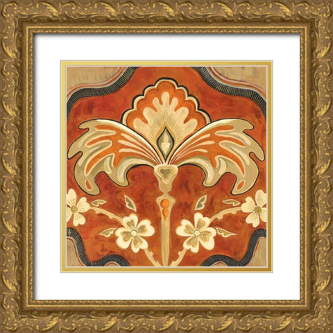 Kashmir Motif A Gold Ornate Wood Framed Art Print with Double Matting by Shelby, Judy