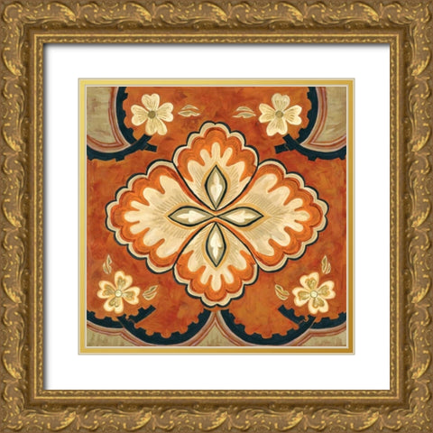 Kashmir Motif B Gold Ornate Wood Framed Art Print with Double Matting by Shelby, Judy