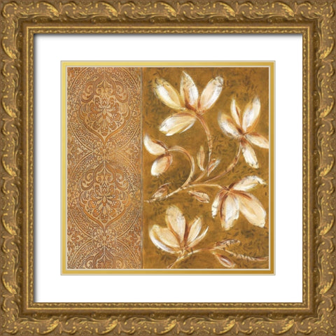 Bukara Paisley I Gold Ornate Wood Framed Art Print with Double Matting by King, Michael