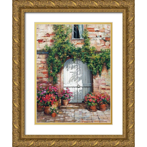 Wooden Doorway, Siena Gold Ornate Wood Framed Art Print with Double Matting by Duvall, Roger
