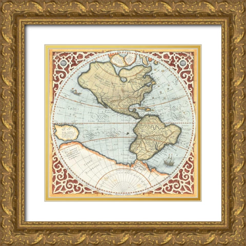 Terra Major Petites A Gold Ornate Wood Framed Art Print with Double Matting by Mercator, Gerardus