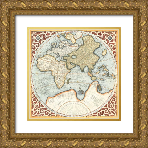 Terra Major Petites B Gold Ornate Wood Framed Art Print with Double Matting by Mercator, Gerardus