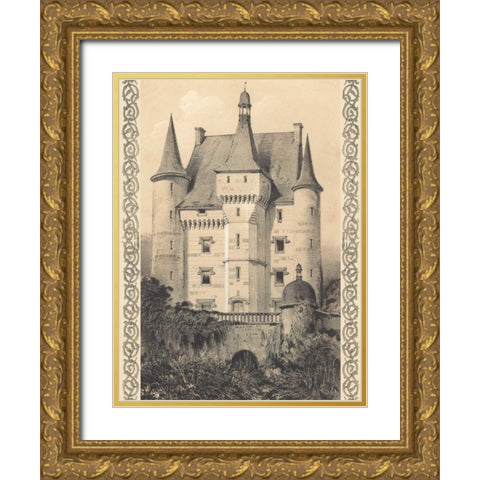 Bordeaux Chateau III Gold Ornate Wood Framed Art Print with Double Matting by Fermin Cassas, Louis