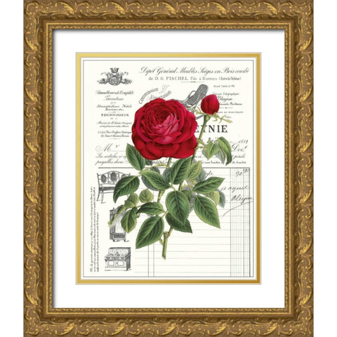 Heirloom Roses B Gold Ornate Wood Framed Art Print with Double Matting by Chilton, Sarah E