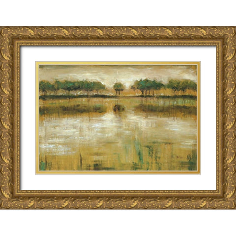 Tiverton Lake Gold Ornate Wood Framed Art Print with Double Matting by Roth, Jack