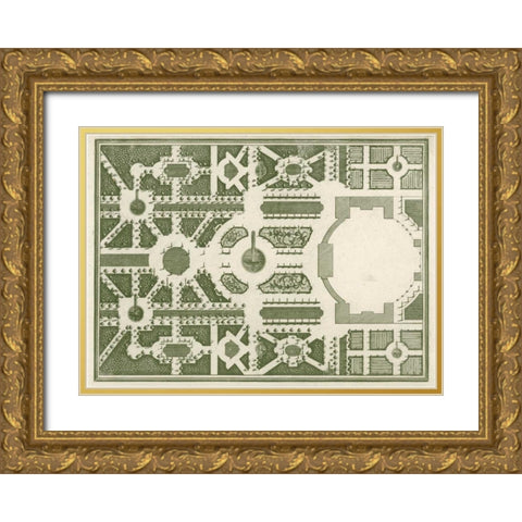 Courtly Garden Plan II Gold Ornate Wood Framed Art Print with Double Matting by Gravely, Sir Archibold