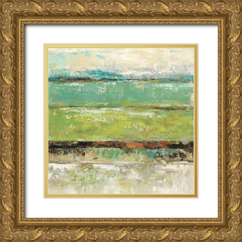 Living Green I Gold Ornate Wood Framed Art Print with Double Matting by King, Michael