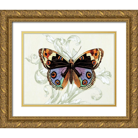 Butterfly Theme I Gold Ornate Wood Framed Art Print with Double Matting by Davies, Susan