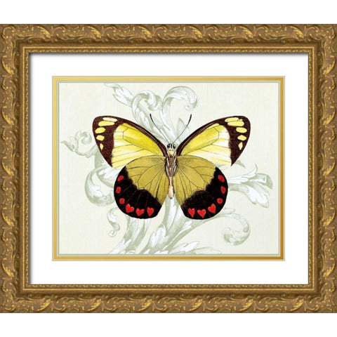 Butterfly Theme II Gold Ornate Wood Framed Art Print with Double Matting by Davies, Susan
