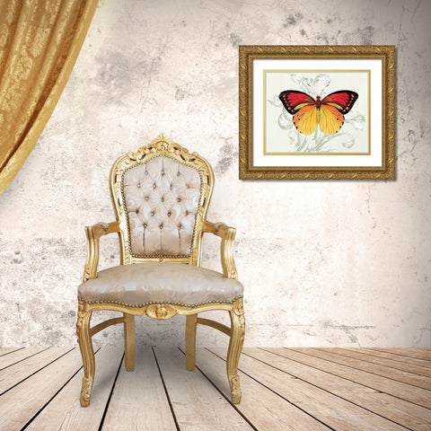 Butterfly Theme III Gold Ornate Wood Framed Art Print with Double Matting by Davies, Susan