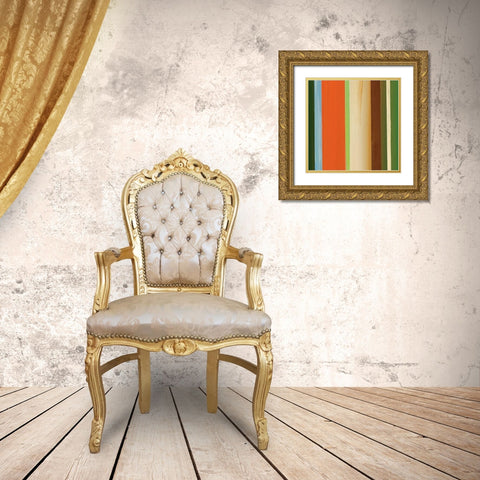 Hampton Stripe I Gold Ornate Wood Framed Art Print with Double Matting by Chandler, Fran