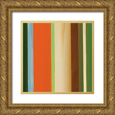 Hampton Stripe I Gold Ornate Wood Framed Art Print with Double Matting by Chandler, Fran