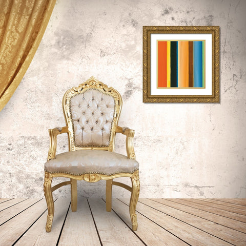 Hampton Stripe II Gold Ornate Wood Framed Art Print with Double Matting by Chandler, Fran