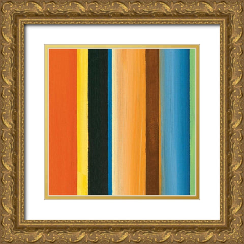 Hampton Stripe II Gold Ornate Wood Framed Art Print with Double Matting by Chandler, Fran