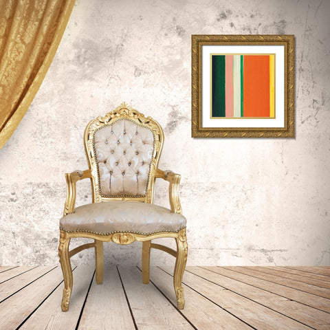 Hampton Stripe IV Gold Ornate Wood Framed Art Print with Double Matting by Chandler, Fran