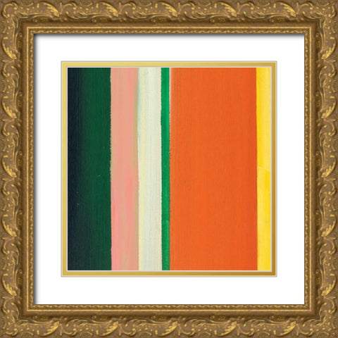 Hampton Stripe IV Gold Ornate Wood Framed Art Print with Double Matting by Chandler, Fran