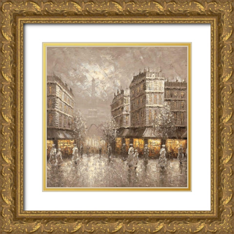 City of Light Gold Ornate Wood Framed Art Print with Double Matting by Letellier, Gerard