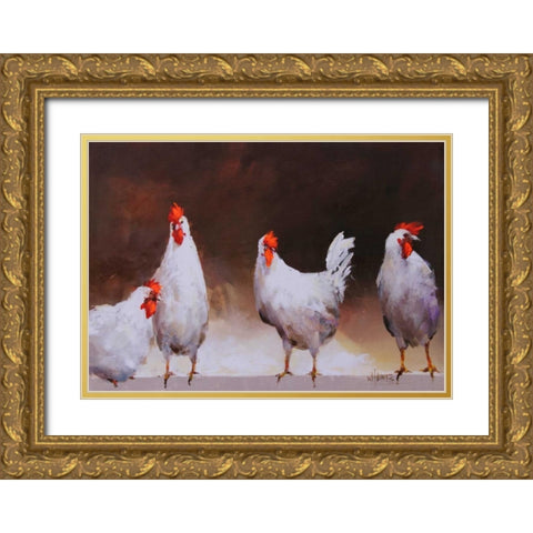 Chicken I Gold Ornate Wood Framed Art Print with Double Matting by Haenraets, Willem