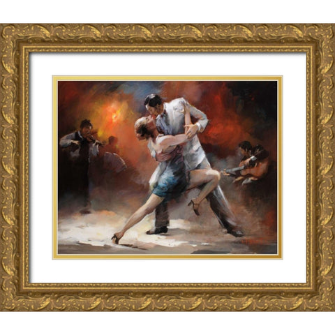 Tango Argentino IV Gold Ornate Wood Framed Art Print with Double Matting by Haenraets, Willem