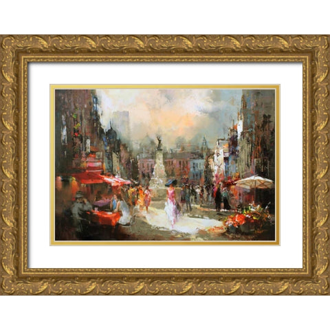 Cafe Rouge III Gold Ornate Wood Framed Art Print with Double Matting by Haenraets, Willem