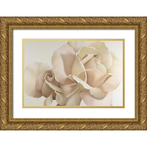 White Rose Gold Ornate Wood Framed Art Print with Double Matting by Poelstra-Holzhaus, Yvonne