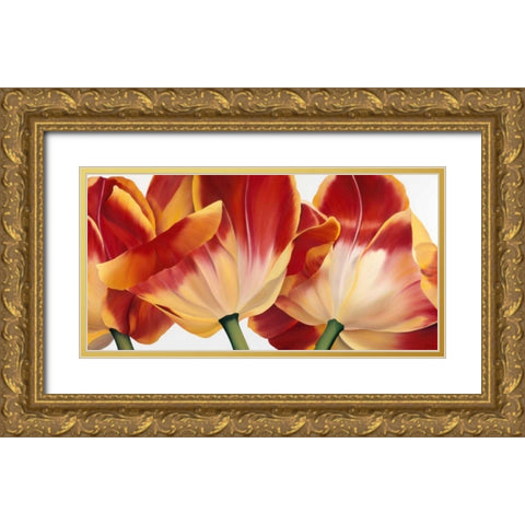 Fancy Flower III Gold Ornate Wood Framed Art Print with Double Matting by Poelstra-Holzhaus, Yvonne