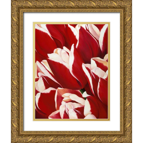 Red and White II Gold Ornate Wood Framed Art Print with Double Matting by Poelstra-Holzhaus, Yvonne