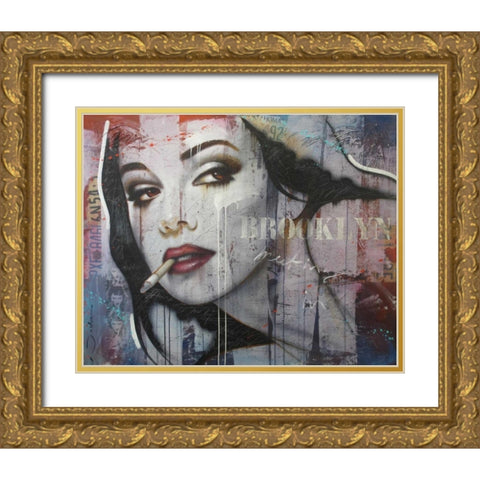 Meeting in Brooklyn Gold Ornate Wood Framed Art Print with Double Matting by Jochem, Hans