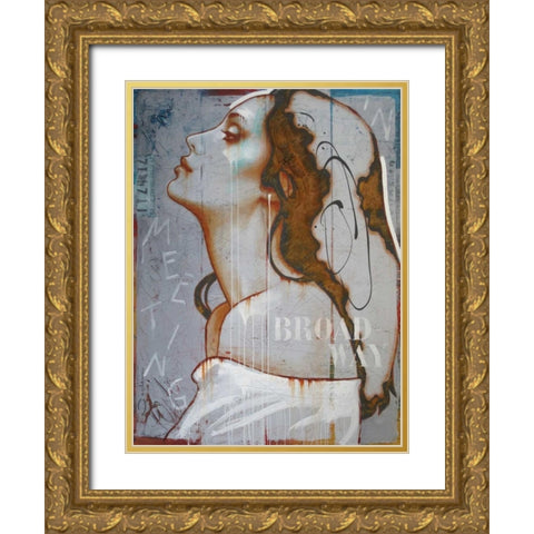 Meeting in Broadway Gold Ornate Wood Framed Art Print with Double Matting by Jochem, Hans