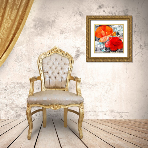 Poppy Story I Gold Ornate Wood Framed Art Print with Double Matting by Baker, Micha