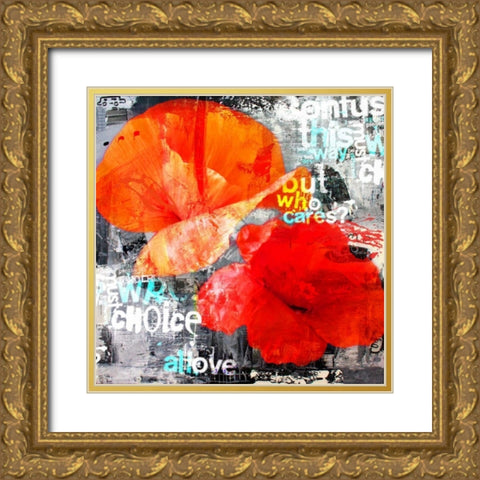Poppy Story I Gold Ornate Wood Framed Art Print with Double Matting by Baker, Micha