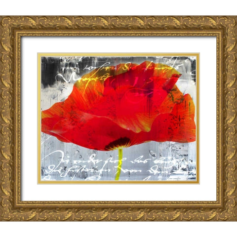 Poppy Story II Gold Ornate Wood Framed Art Print with Double Matting by Baker, Micha