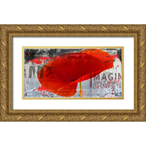 Poppy Story III Gold Ornate Wood Framed Art Print with Double Matting by Baker, Micha