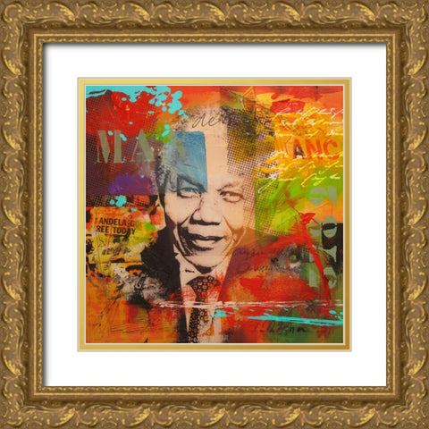 Mandela Gold Ornate Wood Framed Art Print with Double Matting by Baker, Micha