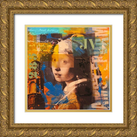 Girl Gold Ornate Wood Framed Art Print with Double Matting by Baker, Micha