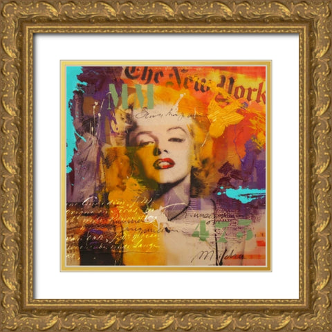Marilyn III Gold Ornate Wood Framed Art Print with Double Matting by Baker, Micha