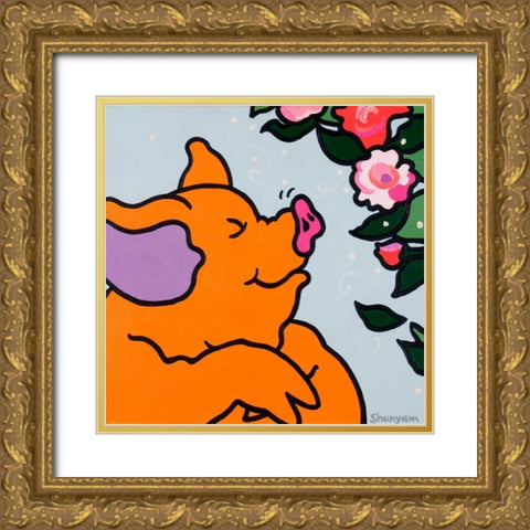 I smell the roses Gold Ornate Wood Framed Art Print with Double Matting by Shunyam, van Steveninck