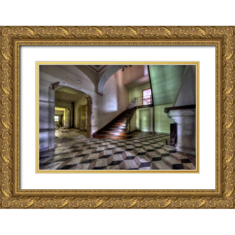 Chateau le chat noir Gold Ornate Wood Framed Art Print with Double Matting by Sneeuw, Ivo